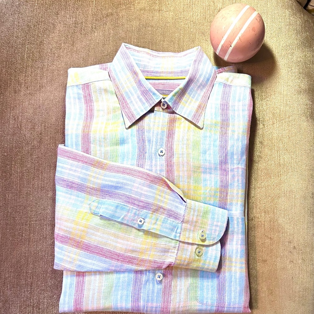 Robert Talbott Carmel Mens Linen Seaside Shirt SZ M